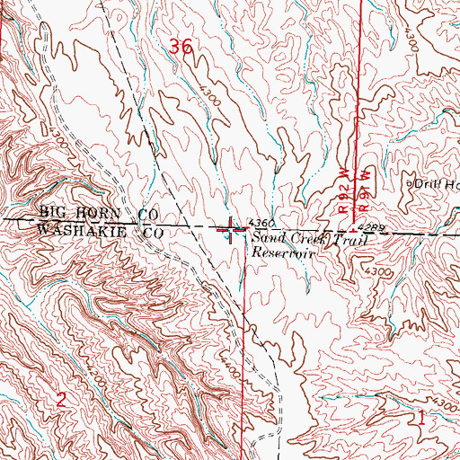 Topographic Map of Sand Creek Trail Reservoir, WY