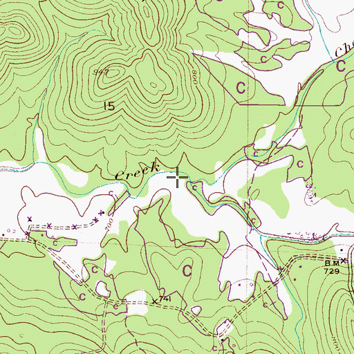 Topographic Map of Cherry Hill Creek, AL
