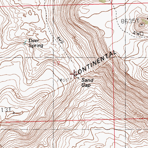 Topographic Map of Sand Gap, WY