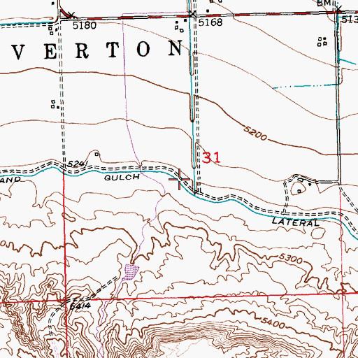 Topographic Map of Sand Gulch Lateral, WY