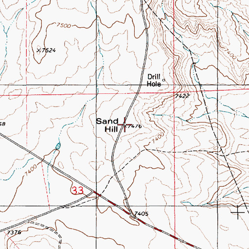 Topographic Map of Sand Hill, WY