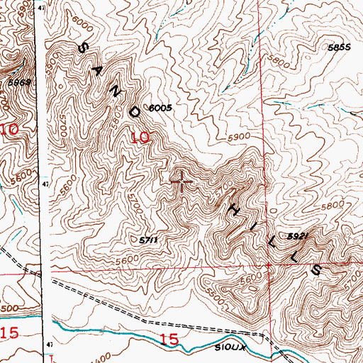 Topographic Map of Sand Hills, WY