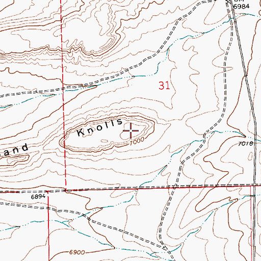 Topographic Map of Sand Knolls, WY