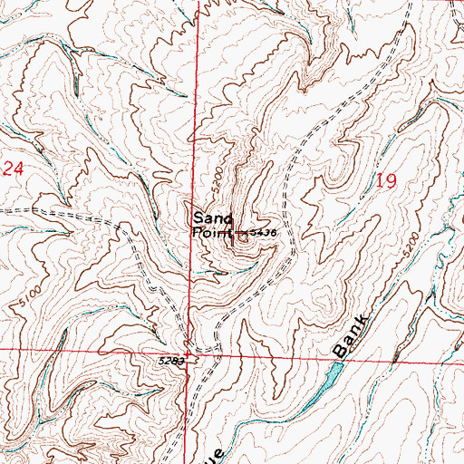 Topographic Map of Sand Point, WY