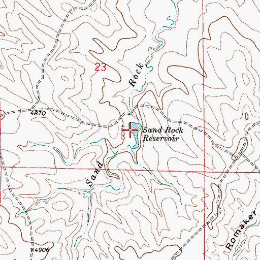 Topographic Map of Sand Rock Reservoir, WY