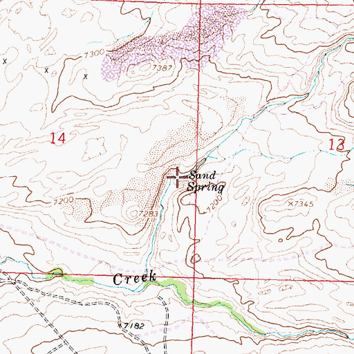 Topographic Map of Sand Spring, WY
