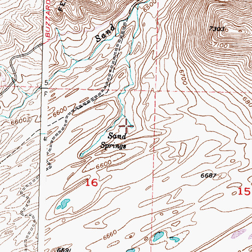 Topographic Map of Sand Springs, WY