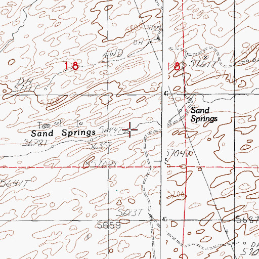 Topographic Map of Sand Springs, WY