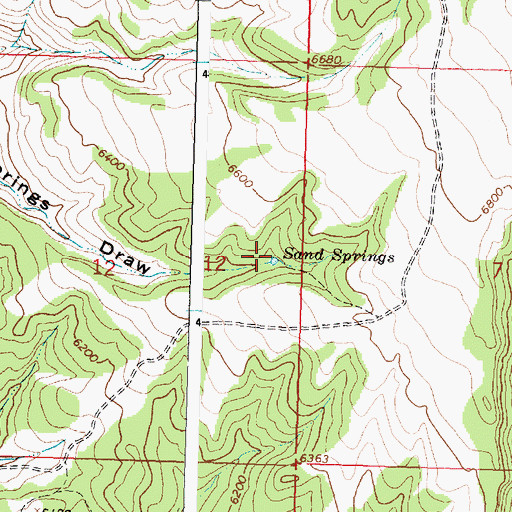 Topographic Map of Sand Springs, WY