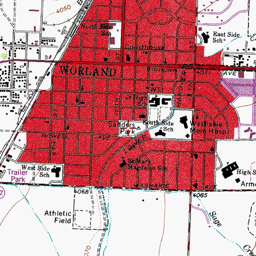 Topographic Map of Sanders Park, WY
