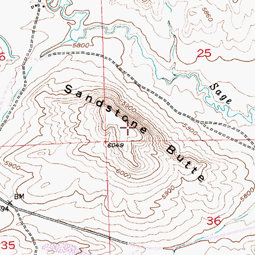 Topographic Map of Sandstone Butte, WY