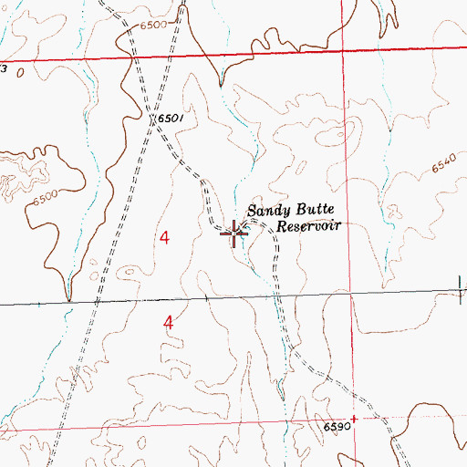 Topographic Map of Sandy Butte Reservoir, WY