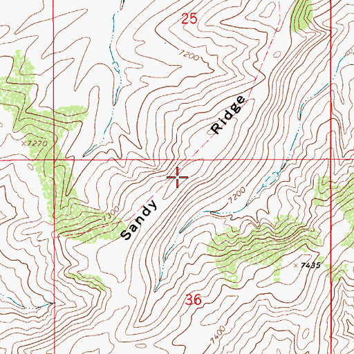 Topographic Map of Sandy Ridge, WY