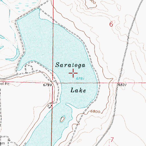Topographic Map of Saratoga Lake, WY