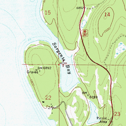 Topographic Map of Sargents Bay, WY