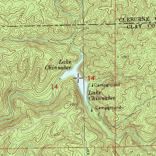 Topographic Map of Lake Chinnabee, AL
