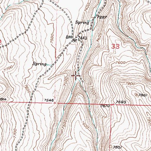 Topographic Map of Sawmill Creek, WY