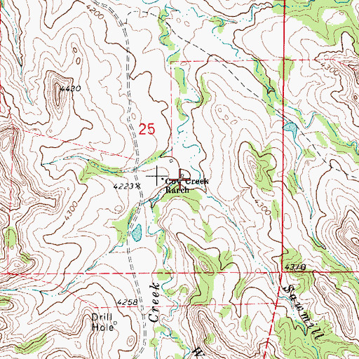 Topographic Map of Sawmill Creek, WY