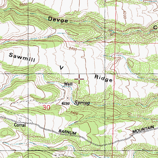 Topographic Map of Sawmill V Ridge, WY