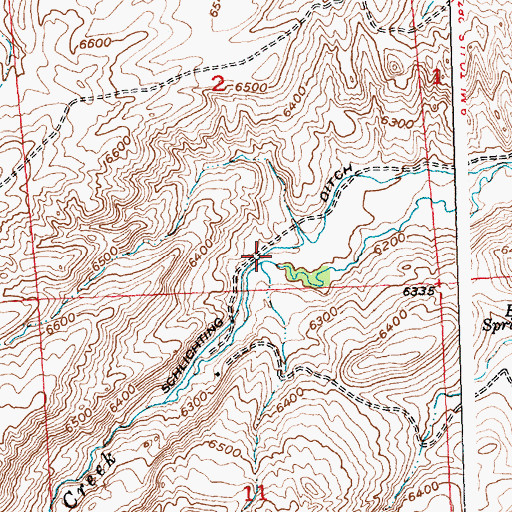 Topographic Map of Schlichting Ditch, WY