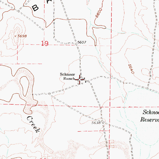 Topographic Map of Schnoor Ranch, WY