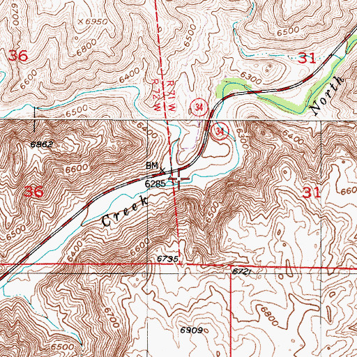 Topographic Map of School Creek, WY