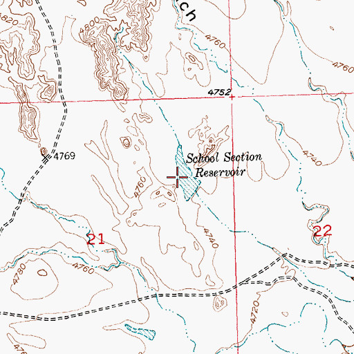 Topographic Map of School Section Reservoir, WY