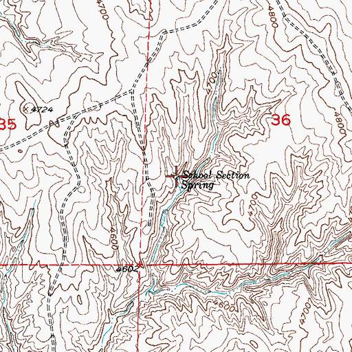Topographic Map of School Section Spring, WY