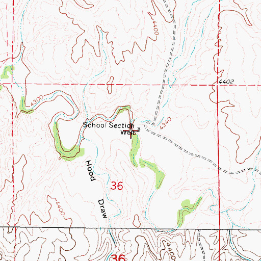 Topographic Map of School Section Well, WY