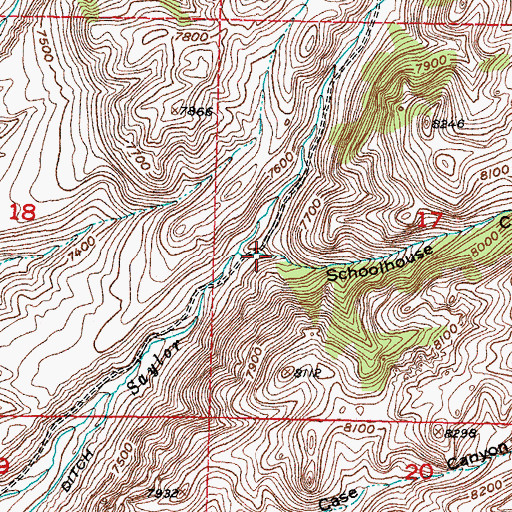 Topographic Map of Schoolhouse Canyon, WY