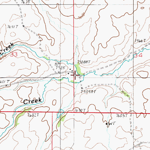 Topographic Map of Schoolhouse Creek, WY