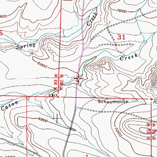 Topographic Map of Schoolhouse Draw, WY
