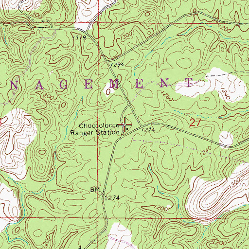 Topographic Map of Choccolocco Ranger Station, AL