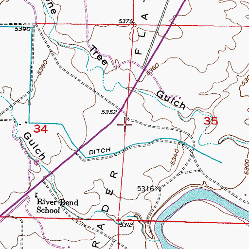 Topographic Map of Schrader Flats, WY