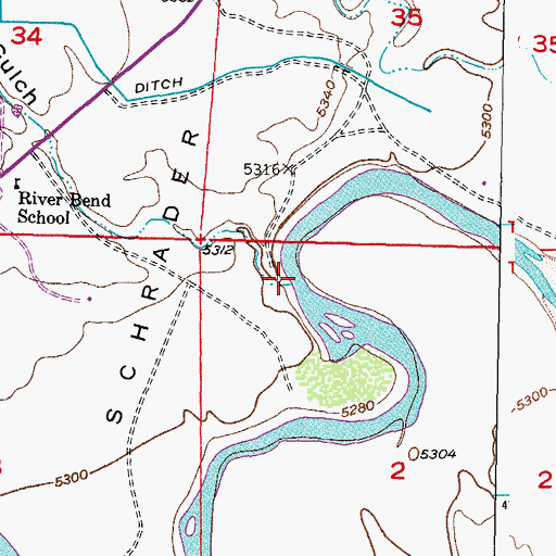 Topographic Map of Schrader Gulch, WY