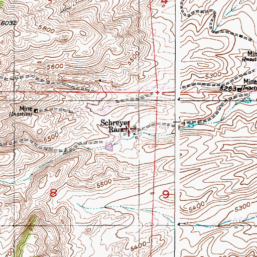 Topographic Map of Schreyer Ranch, WY