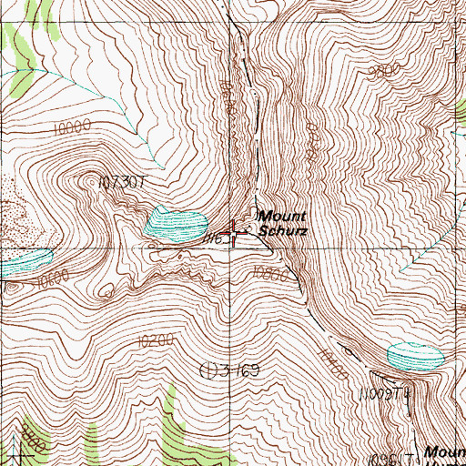 Topographic Map of Mount Schurz, WY