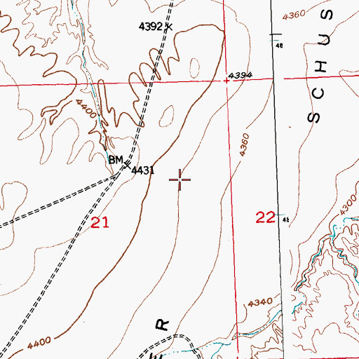 Topographic Map of Schuster Flats, WY