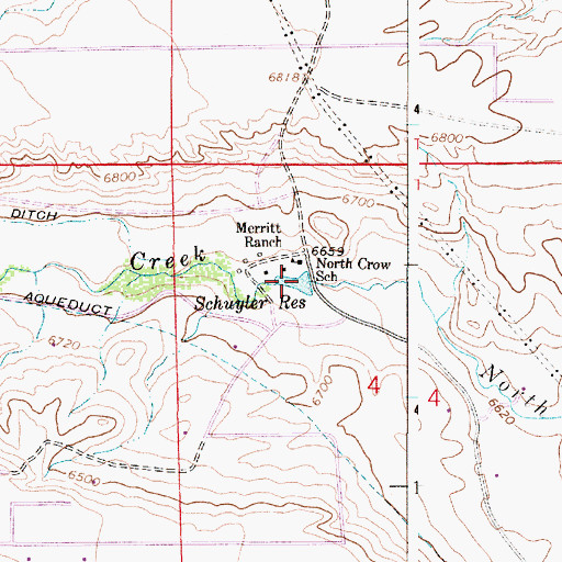 Topographic Map of Schuyler Reservoir, WY