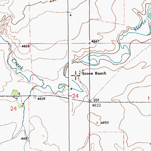 Topographic Map of Scoon Ranch, WY