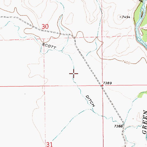 Topographic Map of Scott Ditch, WY