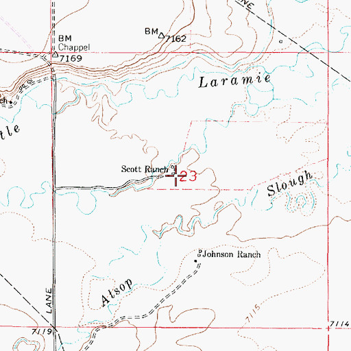 Topographic Map of Scott Ranch, WY