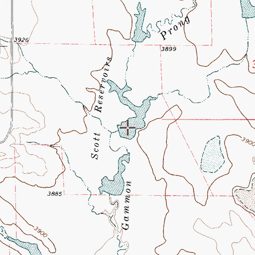 Topographic Map of Scott Reservoir, WY
