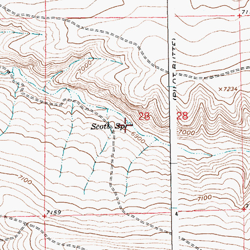 Topographic Map of Scott Spring, WY