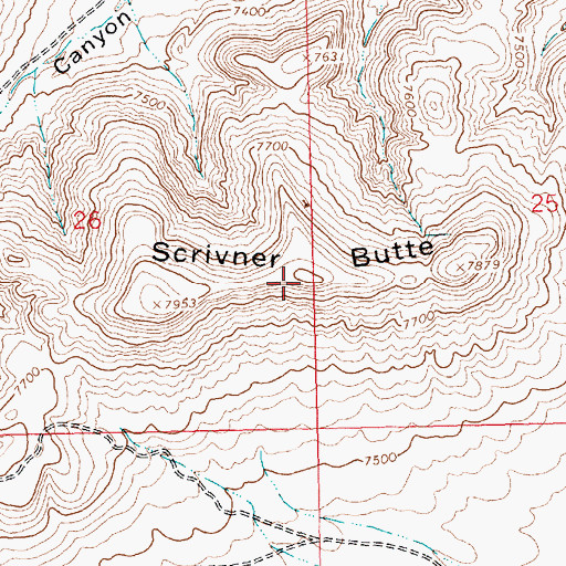 Topographic Map of Scrivner Butte, WY
