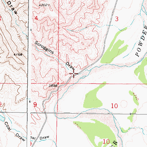 Topographic Map of Scroggins Draw, WY