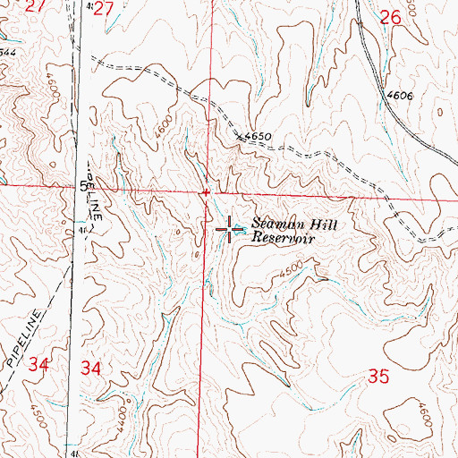 Topographic Map of Seaman Hill Reservoir, WY