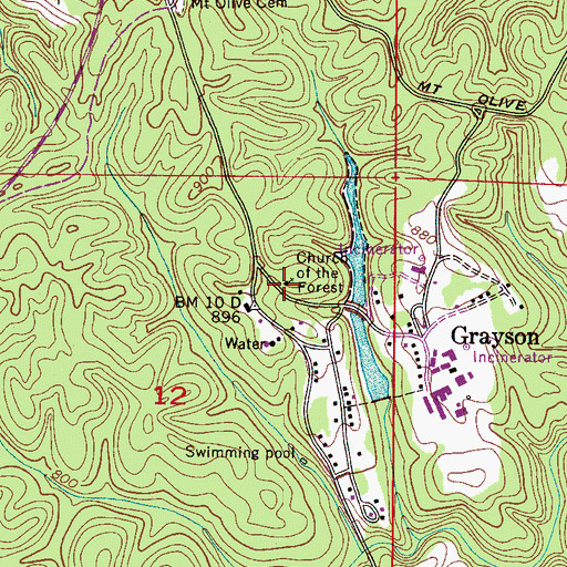 Topographic Map of Church of the Forest, AL