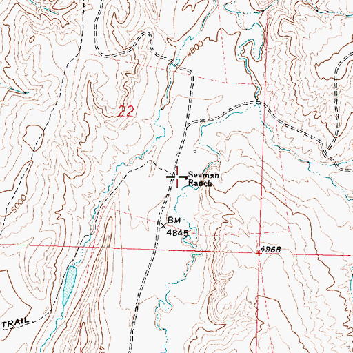 Topographic Map of Seaman Ranch, WY