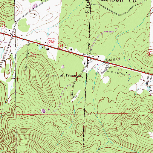 Topographic Map of Church of Prayer, AL